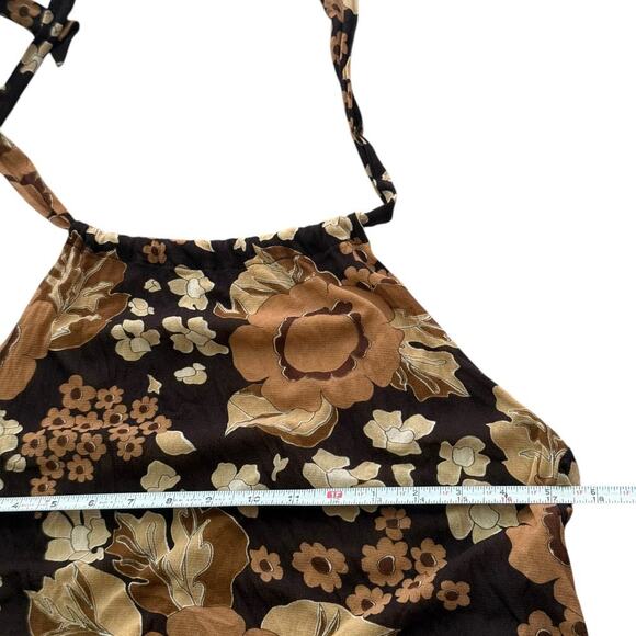 PINKO floral print top sz M brown made in Italy - Picture 7 of 9